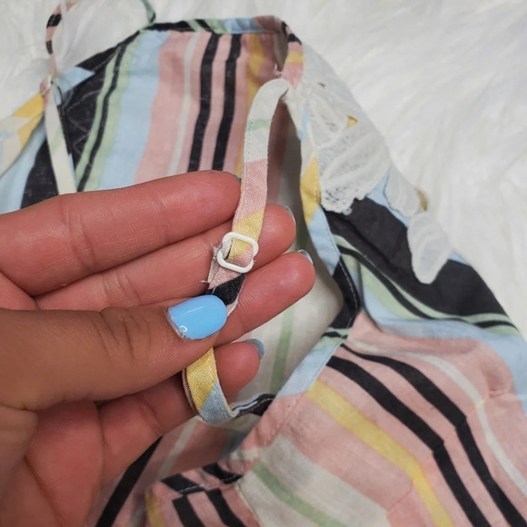 Xhilaration Striped Embroidered Floral Top - Picture 4 of 4